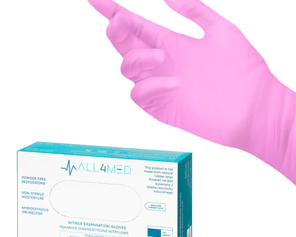 All4med - Handschoen nitril roze - Maat S/M/L - 100 stuks