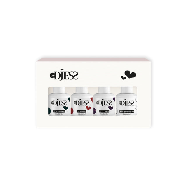 By Djess Gel Polish | Gellak | 4-pack | Christmas Glow #250 - #252 + Glossy Top - 15 ml