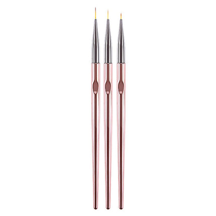 By Djess - 3-Delige Nail Art penselen set - Rose Gold